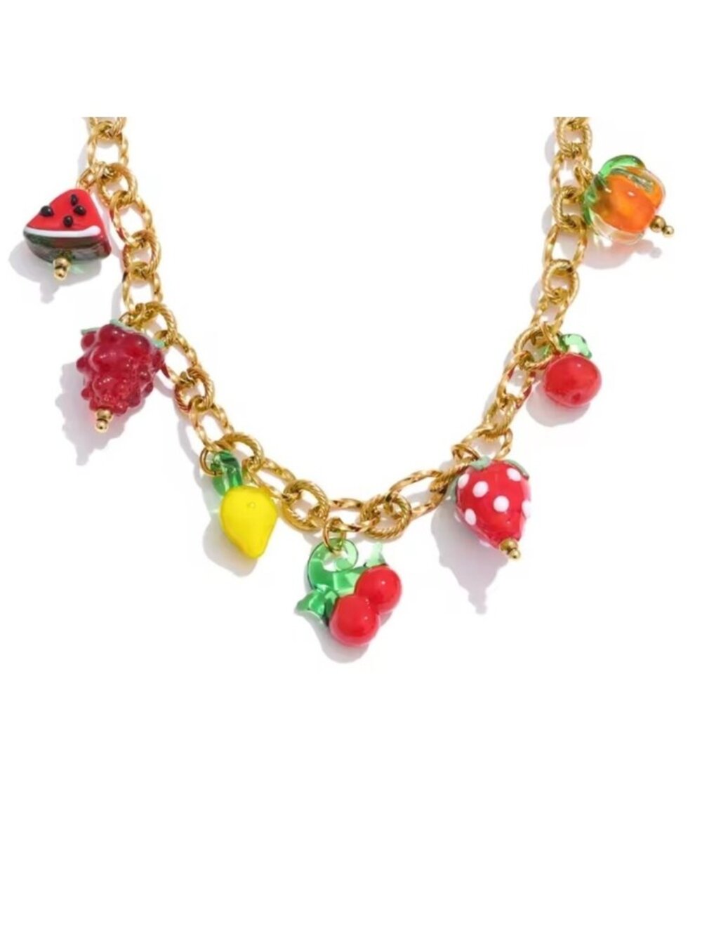 Fruit Charm 18K Gold Stainless Steel Waterproof Necklace